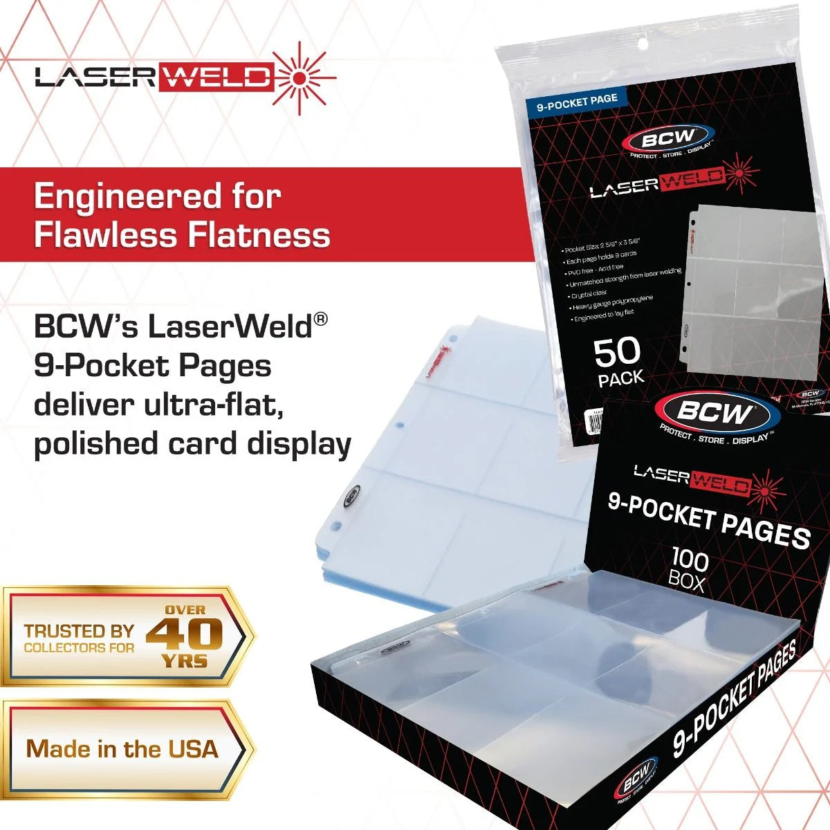 BCW Laserweld 9 Pocket Pages (100 Count Box)
